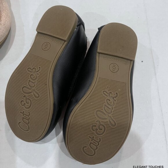 Cat & Jack Girls Mary Jane Size 6 Ballet Slip On Shoes Black Pink LOT of 2 - Picture 6 of 6